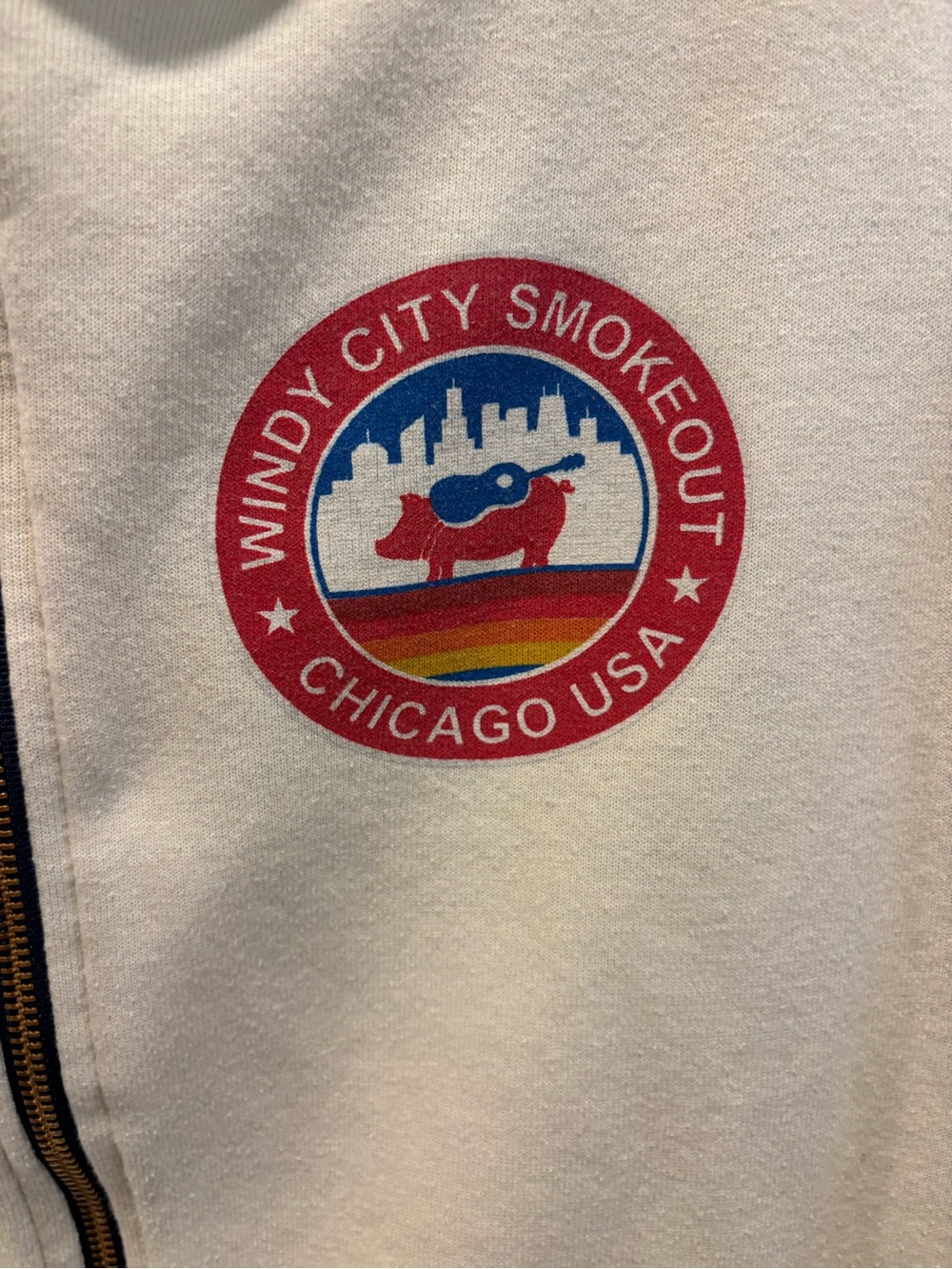 Aviator Nation Cream Zip Hoodie with Red Logo - Picture 4 of 7